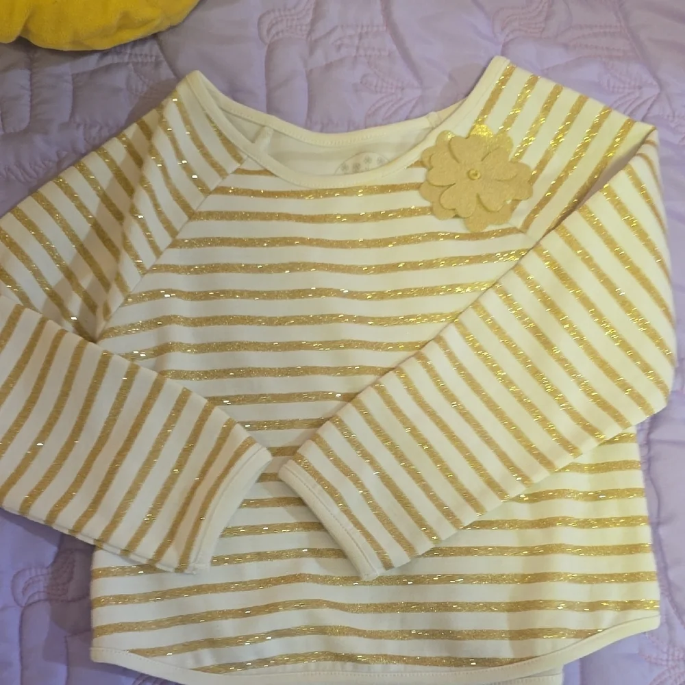 Pippa & Julie Glittery Gold Striped Long Sleeve Tee - Picture 5 of 5